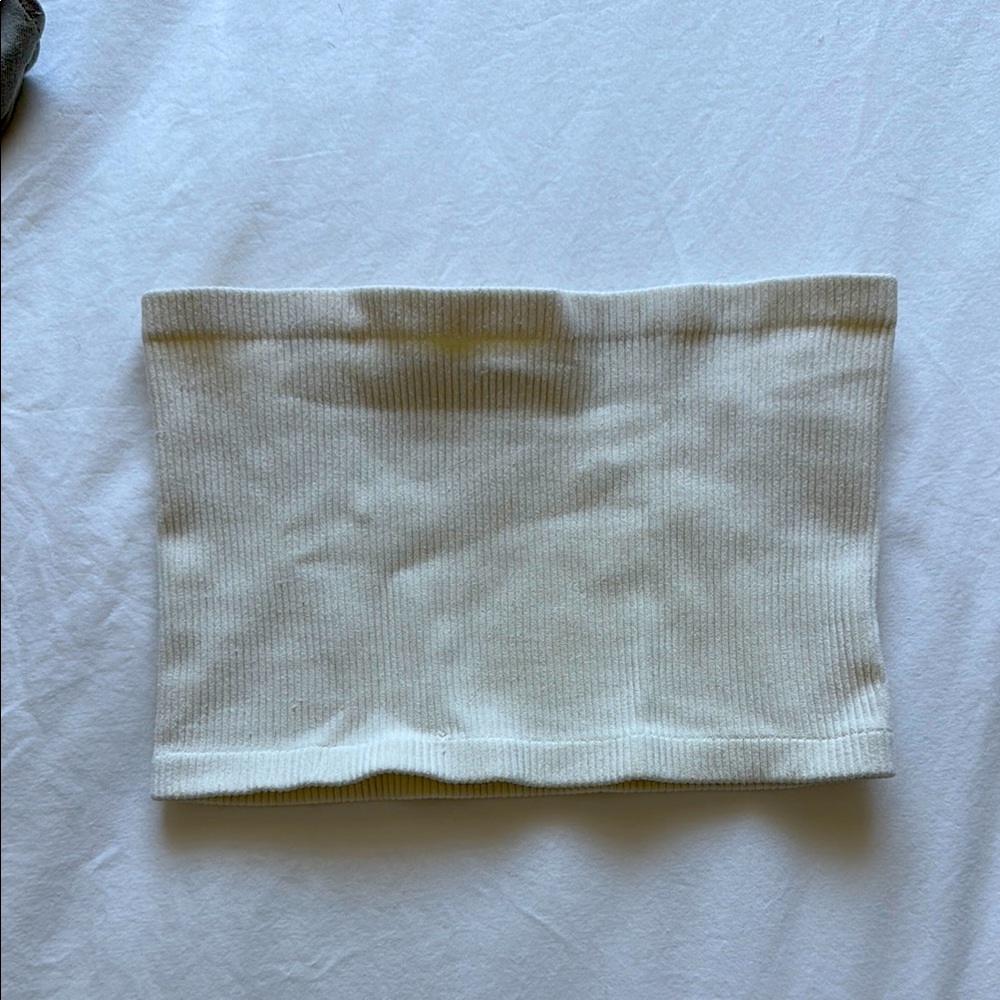 Cream Ribbed Tube Top